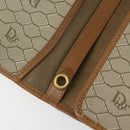 Christian Dior Honeycomb Canvas Clutch Bag PVC Beige Gold Auth 162115-10