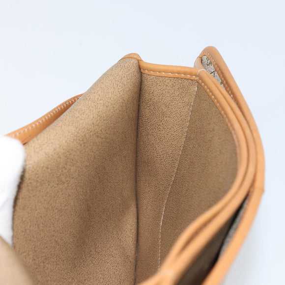 Christian Dior Honeycomb Canvas Clutch Bag PVC Beige Gold Auth 162115