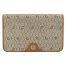 Christian Dior Honeycomb Canvas Clutch Bag PVC Beige Gold Auth 162115-13