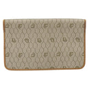 Christian Dior Honeycomb Canvas Clutch Bag PVC Beige Gold Auth 162115-2