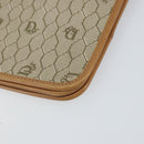 Christian Dior Honeycomb Canvas Clutch Bag PVC Beige Gold Auth 162115-7