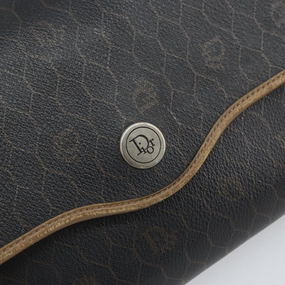 Christian Dior Honeycomb Canvas Shoulder Bag PVC Black Auth 162117