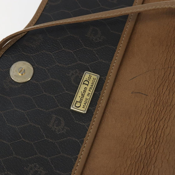 Christian Dior Honeycomb Canvas Shoulder Bag PVC Black Auth 162117