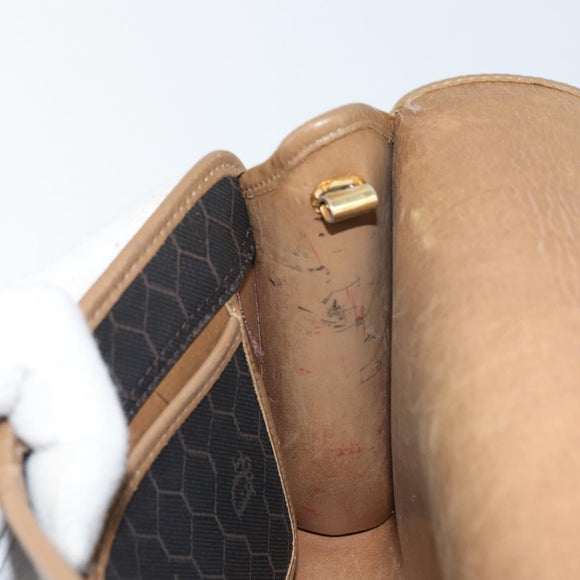 Christian Dior Honeycomb Canvas Shoulder Bag PVC Black Auth 162117