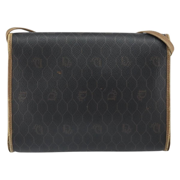 Christian Dior Honeycomb Canvas Shoulder Bag PVC Black Auth 162117