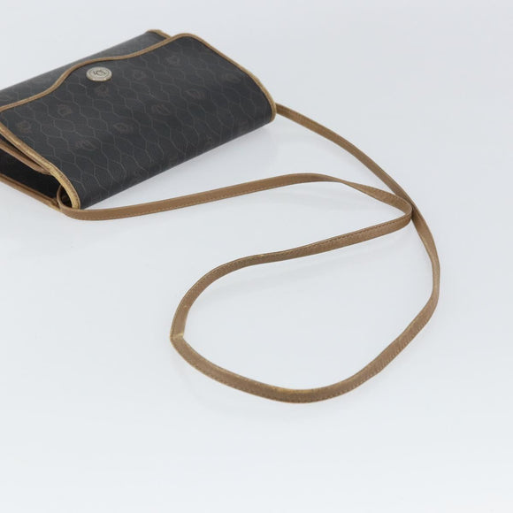 Christian Dior Honeycomb Canvas Shoulder Bag PVC Black Auth 162117