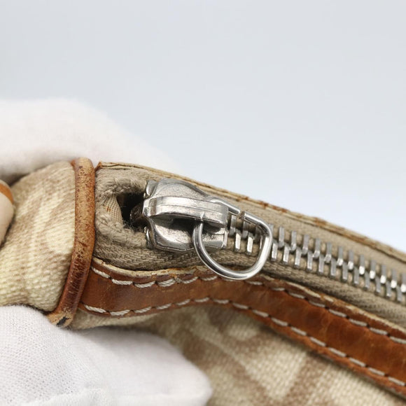 Christian Dior Trotter Canvas Shoulder Bag PVC Beige Silver Auth 162118