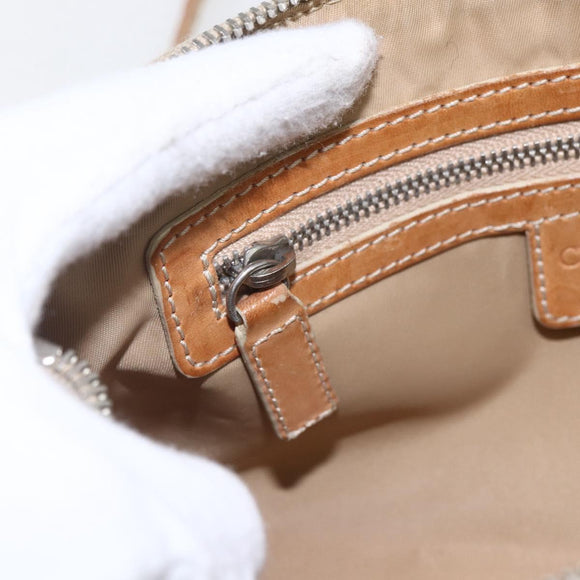 Christian Dior Trotter Canvas Shoulder Bag PVC Beige Silver Auth 162118