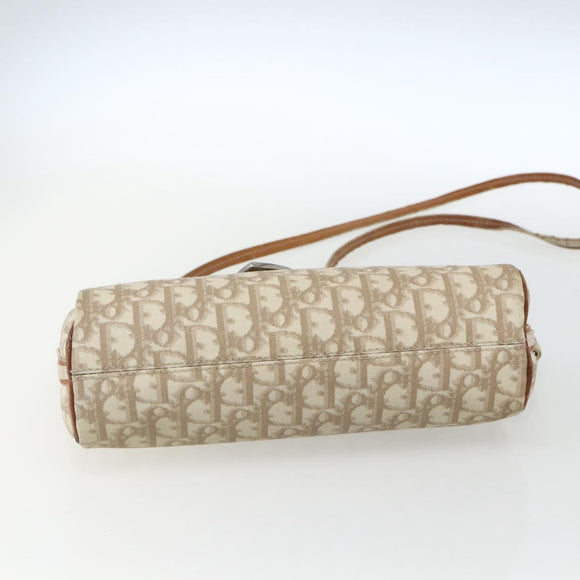 Christian Dior Trotter Canvas Shoulder Bag PVC Beige Silver Auth 162118