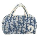 Christian Dior Trotter Canvas Hand Bag Pile Blue Auth 162119-2