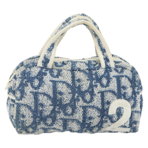 Christian Dior Trotter Canvas Hand Bag Pile Blue Auth 162119