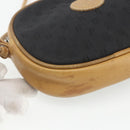 FENDI Zucchino Canvas Shoulder Bag Black Silver Auth 162122-14