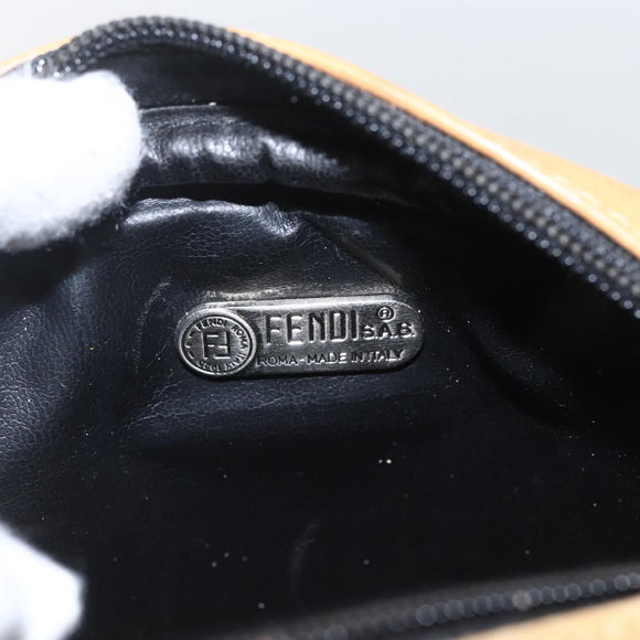 FENDI Zucchino Canvas Shoulder Bag Black Silver Auth 162122