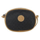 FENDI Zucchino Canvas Shoulder Bag Black Silver Auth 162122-13