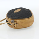 FENDI Zucchino Canvas Shoulder Bag Black Silver Auth 162122-3
