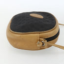 FENDI Zucchino Canvas Shoulder Bag Black Silver Auth 162122-4