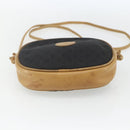 FENDI Zucchino Canvas Shoulder Bag Black Silver Auth 162122-5