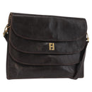 FENDI Shoulder Bag Leather Brown Gold Auth 162124-1