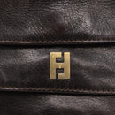 FENDI Shoulder Bag Leather Brown Gold Auth 162124-14