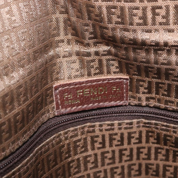 FENDI Shoulder Bag Leather Brown Gold Auth 162124