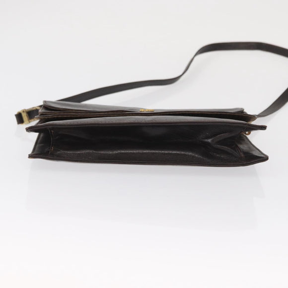 FENDI Shoulder Bag Leather Brown Gold Auth 162124