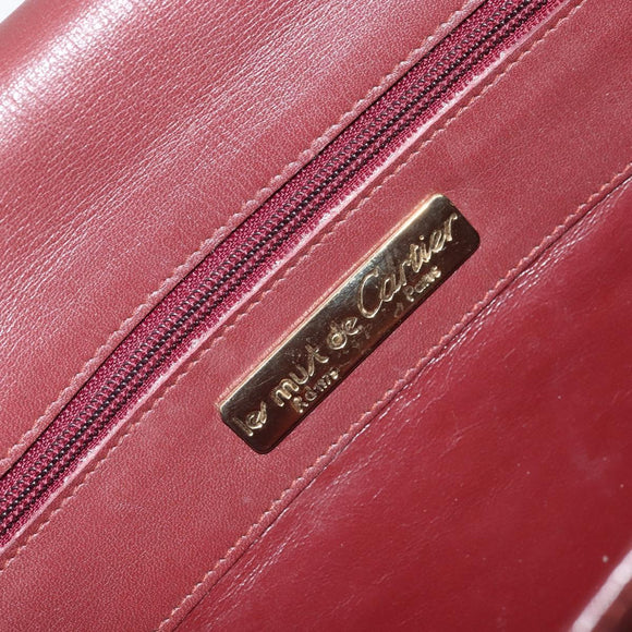 CARTIER Must Line Shoulder Bag Leather Bordeaux Gold Auth 162125