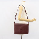 CARTIER Must Line Shoulder Bag Leather Bordeaux Gold Auth 162125-22