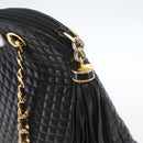 BALLY Chain Shoulder Bag Leather Navy Gold Auth 162126-10