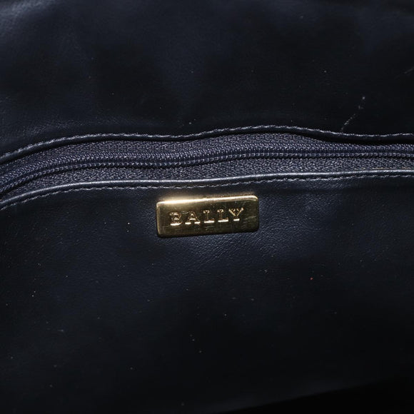 BALLY Chain Shoulder Bag Leather Navy Gold Auth 162126