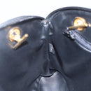 BALLY Chain Shoulder Bag Leather Navy Gold Auth 162126-20