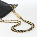 BALLY Chain Shoulder Bag Leather Navy Gold Auth 162126-7