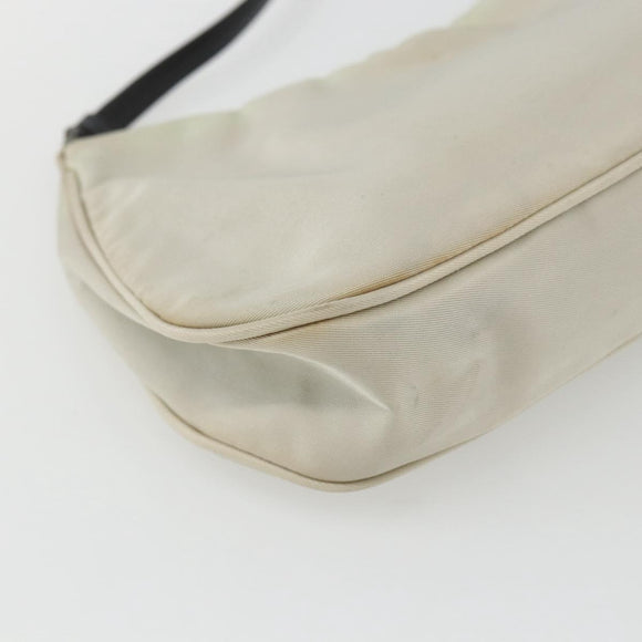 PRADA Shoulder Bag Nylon Beige Silver Auth 162128