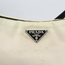 PRADA Shoulder Bag Nylon Beige Silver Auth 162128-17