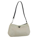 PRADA Shoulder Bag Nylon Beige Silver Auth 162128-1