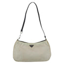 PRADA Shoulder Bag Nylon Beige Silver Auth 162128-13