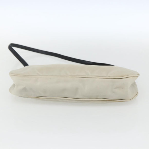 PRADA Shoulder Bag Nylon Beige Silver Auth 162128