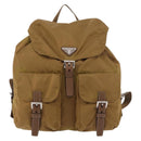 PRADA Backpack Nylon Beige Silver Auth 162129-13