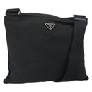 PRADA Shoulder Bag Nylon Black Silver Auth 162132-1
