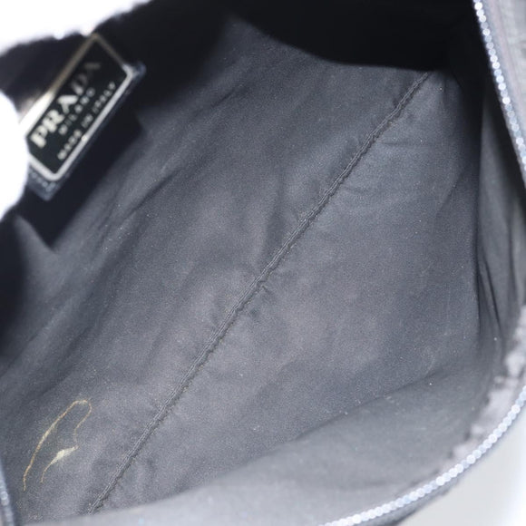 PRADA Shoulder Bag Nylon Black Silver Auth 162132