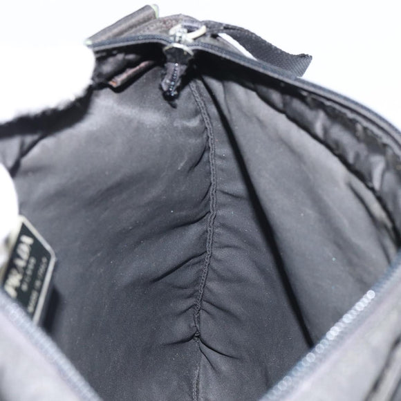 PRADA Shoulder Bag Nylon Black Silver Auth 162132