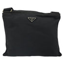 PRADA Shoulder Bag Nylon Black Silver Auth 162132-2