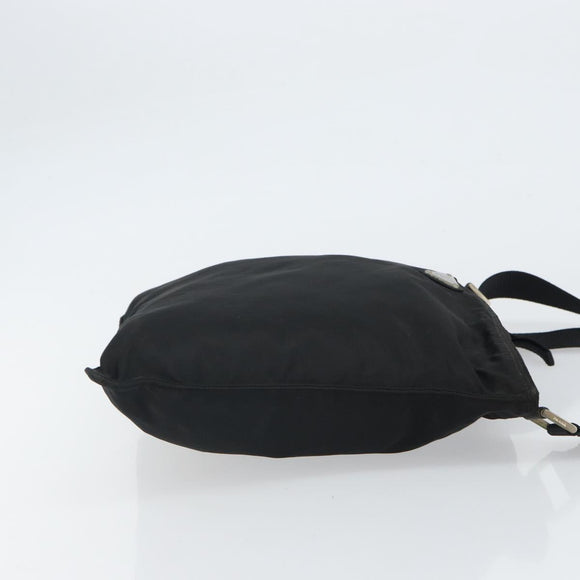 PRADA Shoulder Bag Nylon Black Silver Auth 162132