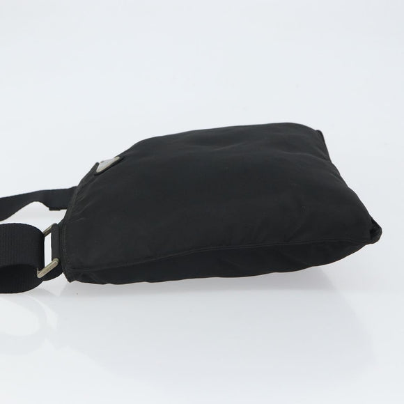 PRADA Shoulder Bag Nylon Black Silver Auth 162132