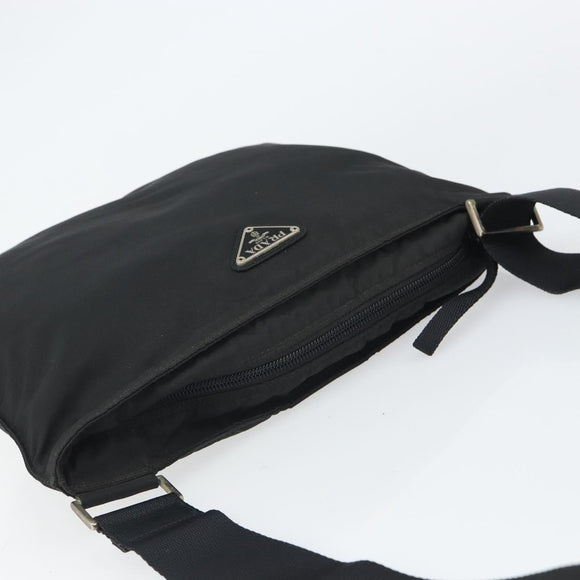 PRADA Shoulder Bag Nylon Black Silver Auth 162132