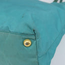 PRADA Hand Bag Nylon Turquoise Blue Gold Auth 162138-9