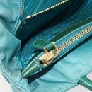PRADA Hand Bag Nylon Turquoise Blue Gold Auth 162138-23