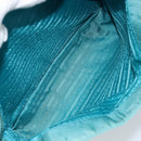 PRADA Hand Bag Nylon Turquoise Blue Gold Auth 162138-25