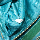 PRADA Hand Bag Nylon Turquoise Blue Gold Auth 162138-12