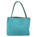 PRADA Hand Bag Nylon Turquoise Blue Gold Auth 162138-2