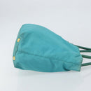 PRADA Hand Bag Nylon Turquoise Blue Gold Auth 162138-3